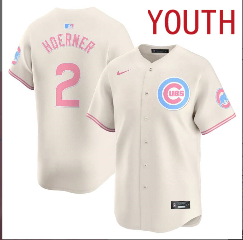 Youth Chicago Cubs 2 Hoerner cream 2024 Nike MLB jersey